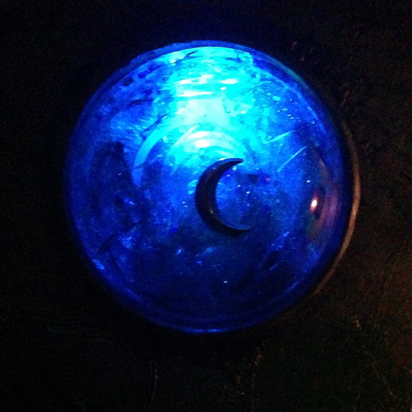 scrying mirror blue moon button lit by blue LED