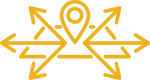 icon of wayfinding symbol and arrows leading in all directions