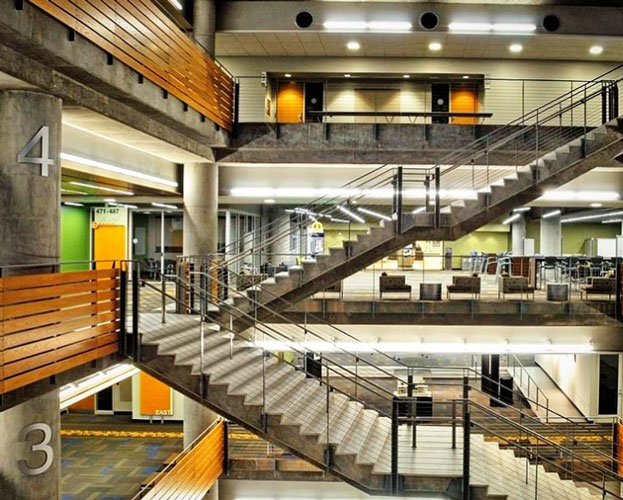 a beautiful building interior on campus