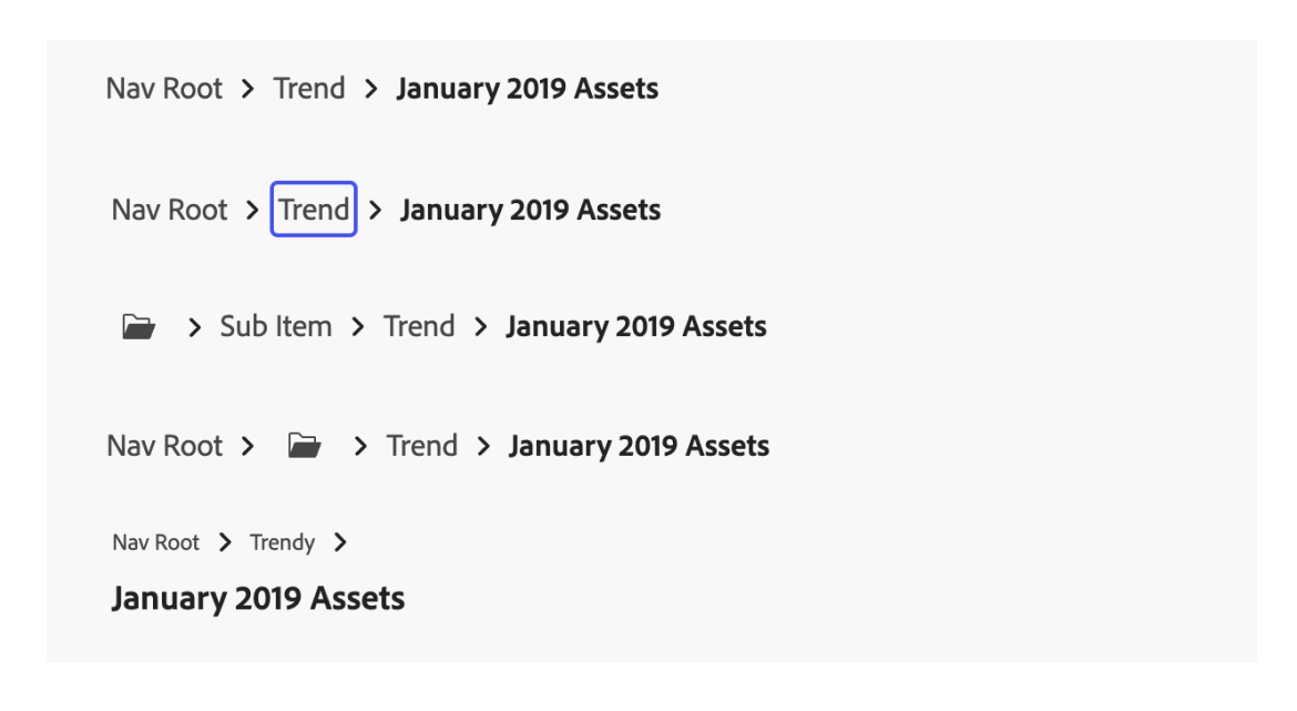 screenshot of Adobe Breadcrumbs