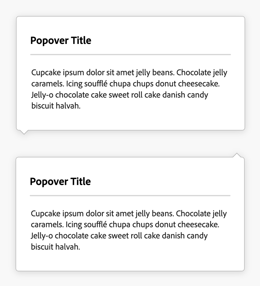 screenshot of Adobe Popover