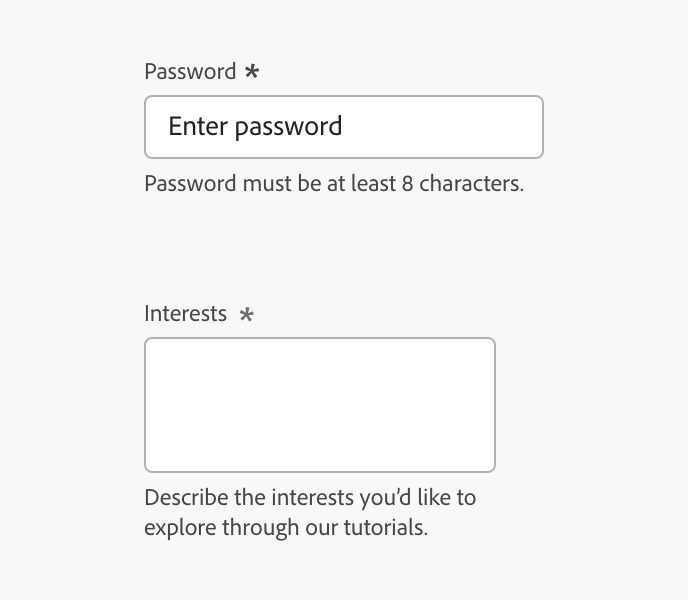 Adobe Spectrum textfield variants