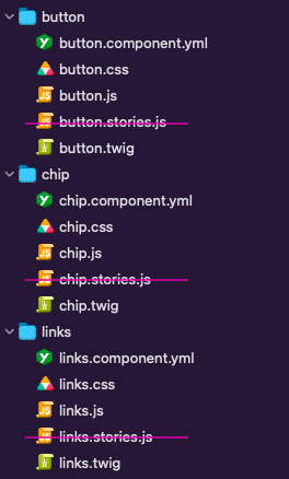screenshot of component files
