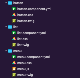a screenshot of component files and folders