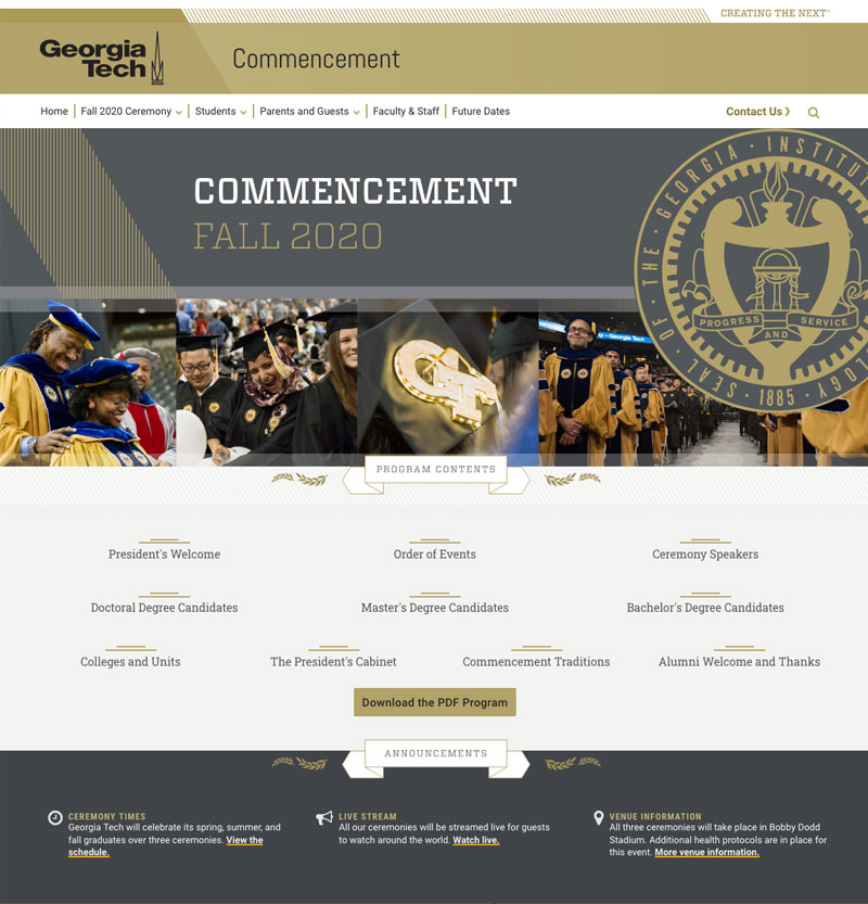 Georgia Tech Online commencement program